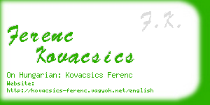 ferenc kovacsics business card